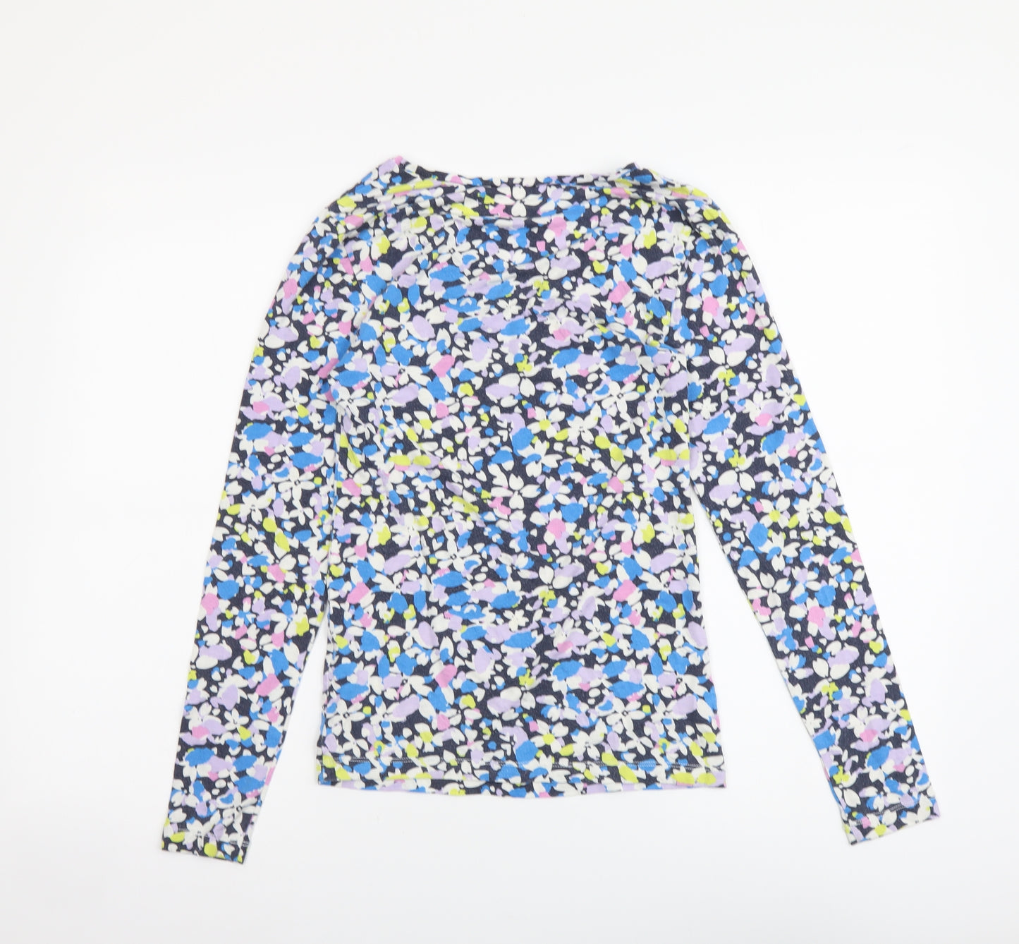 Marks and Spencer Womens Multicoloured Floral Viscose Basic T-Shirt Size 12 Round Neck