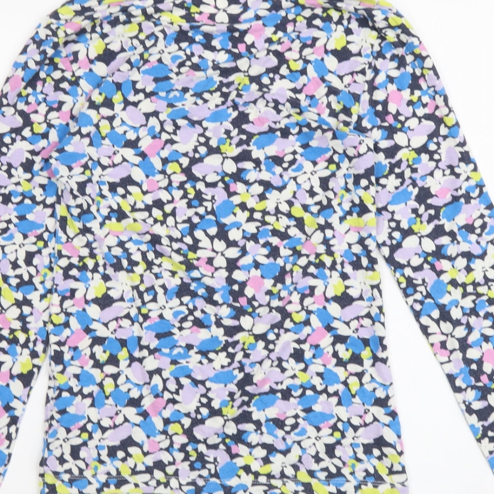 Marks and Spencer Womens Multicoloured Floral Viscose Basic T-Shirt Size 12 Round Neck