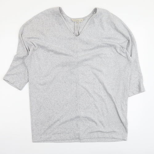 F&F Womens Grey V-Neck Polyester Tunic Jumper Size 10