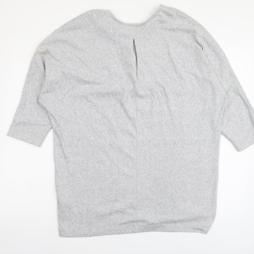 F&F Womens Grey V-Neck Polyester Tunic Jumper Size 10