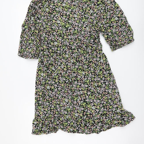 Miss Selfridge Womens Multicoloured Floral Viscose Mini Size 10 V-Neck Pullover