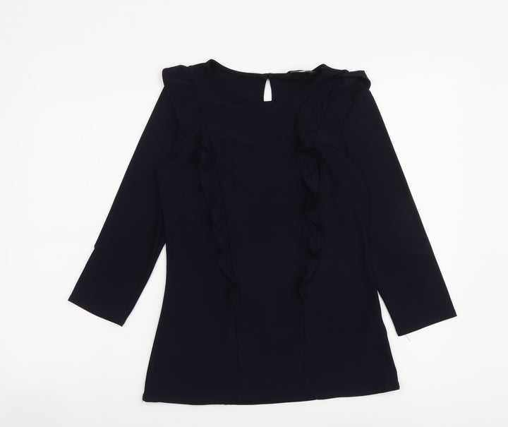 Dorothy Perkins Womens Blue Polyester Basic Blouse Size 10 Round Neck