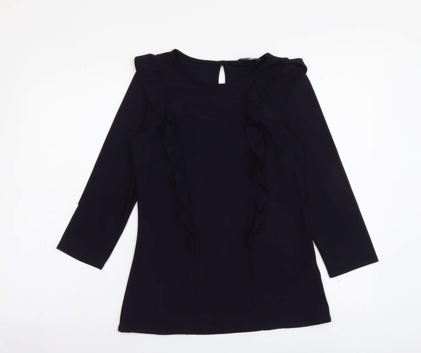 Dorothy Perkins Womens Blue Polyester Basic Blouse Size 10 Round Neck