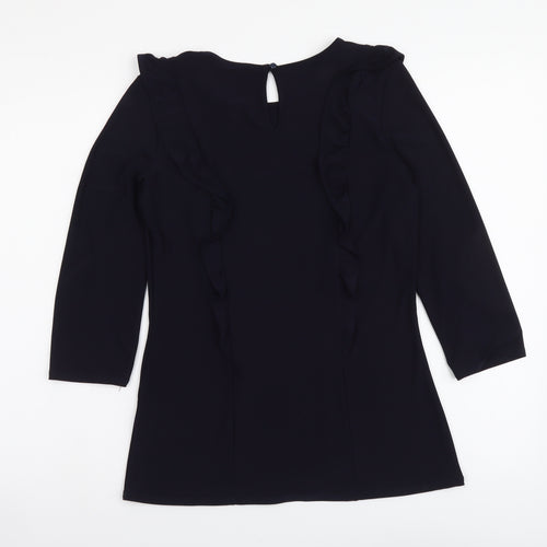 Dorothy Perkins Womens Blue Polyester Basic Blouse Size 10 Round Neck