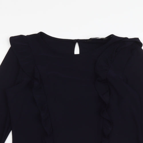 Dorothy Perkins Womens Blue Polyester Basic Blouse Size 10 Round Neck