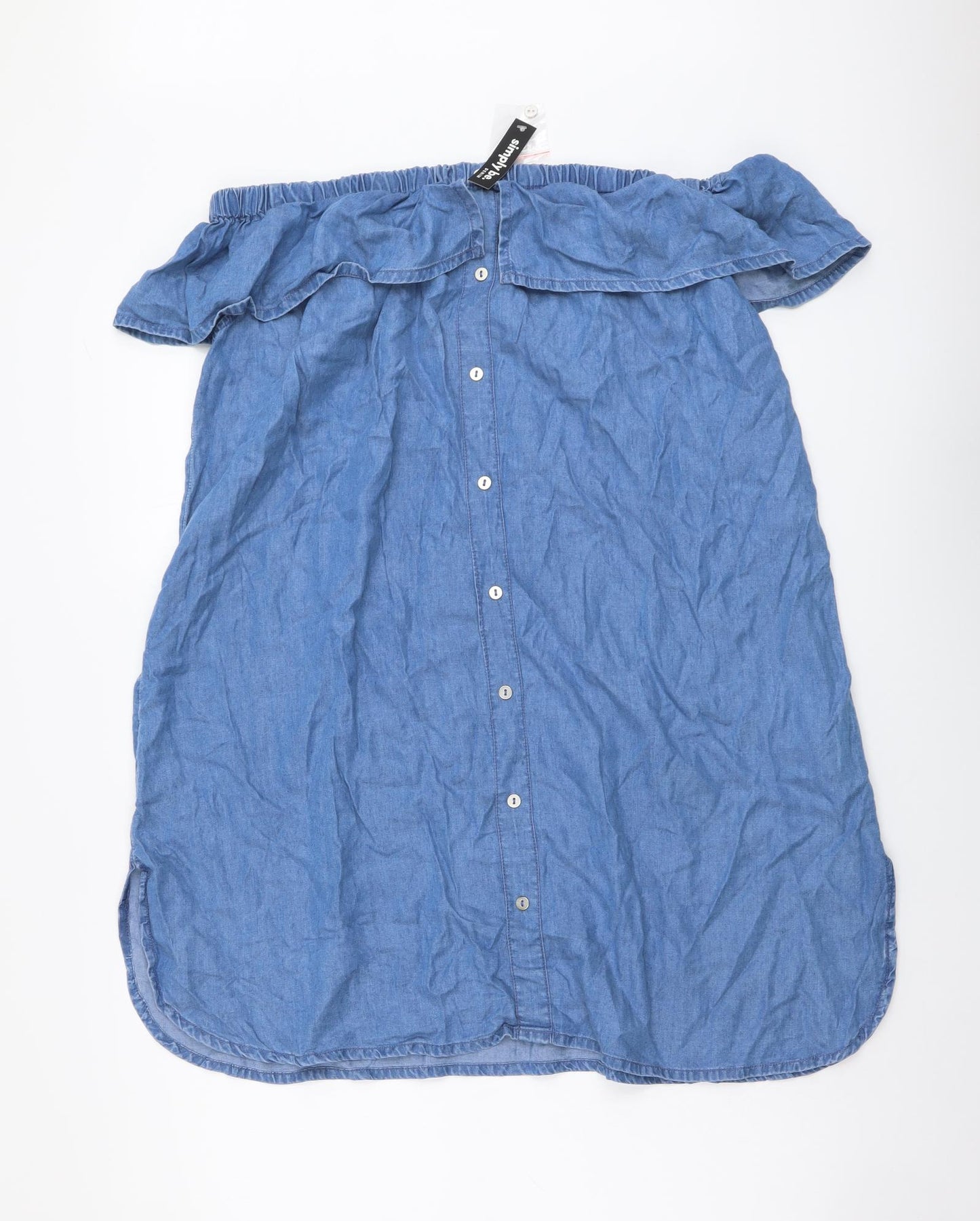 Simply Be Womens Blue Cotton Basic Blouse Size 18 Off the Shoulder