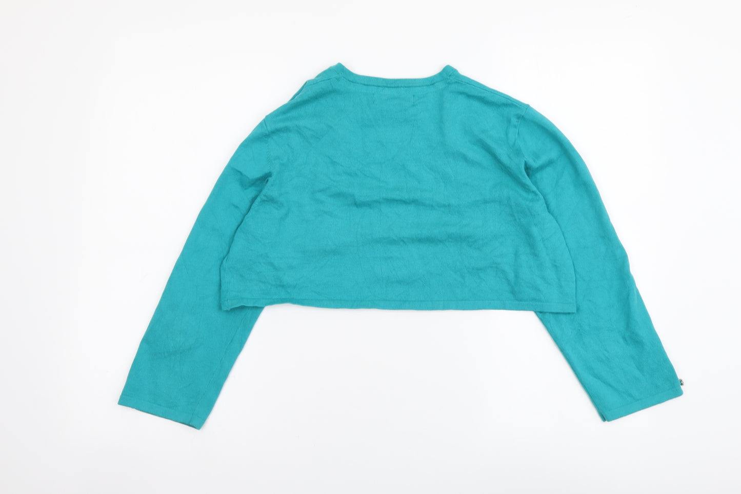 Monsoon Womens Blue V-Neck Cotton Shrug Jumper Size 14