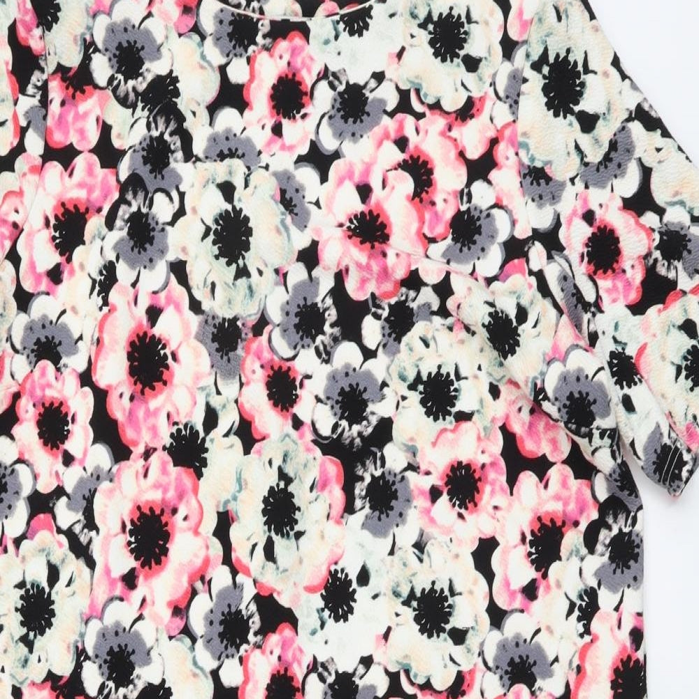 George Womens Multicoloured Floral Polyester T-Shirt Dress Size 16 Boat Neck Pullover