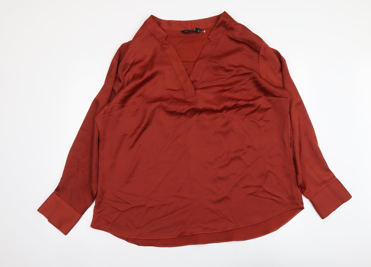 F&F Womens Brown Polyester Basic Blouse Size 22 V-Neck