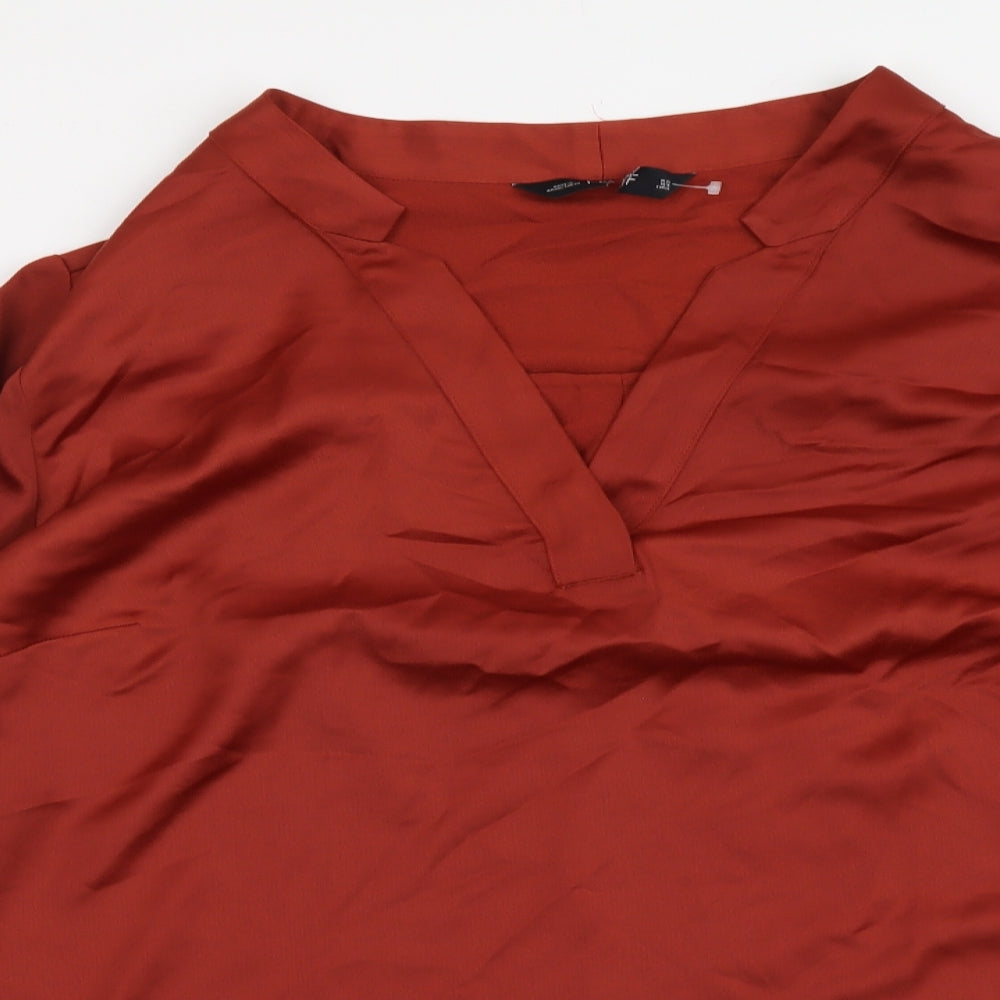 F&F Womens Brown Polyester Basic Blouse Size 22 V-Neck