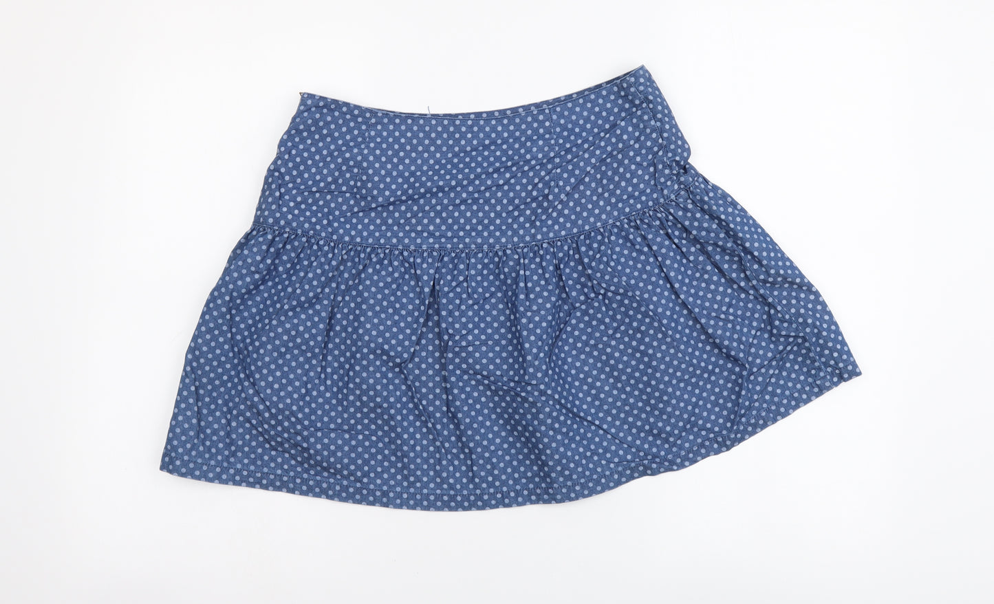 Byhenry Holland Womens Blue Polka Dot Cotton Flare Skirt Size 10 Zip