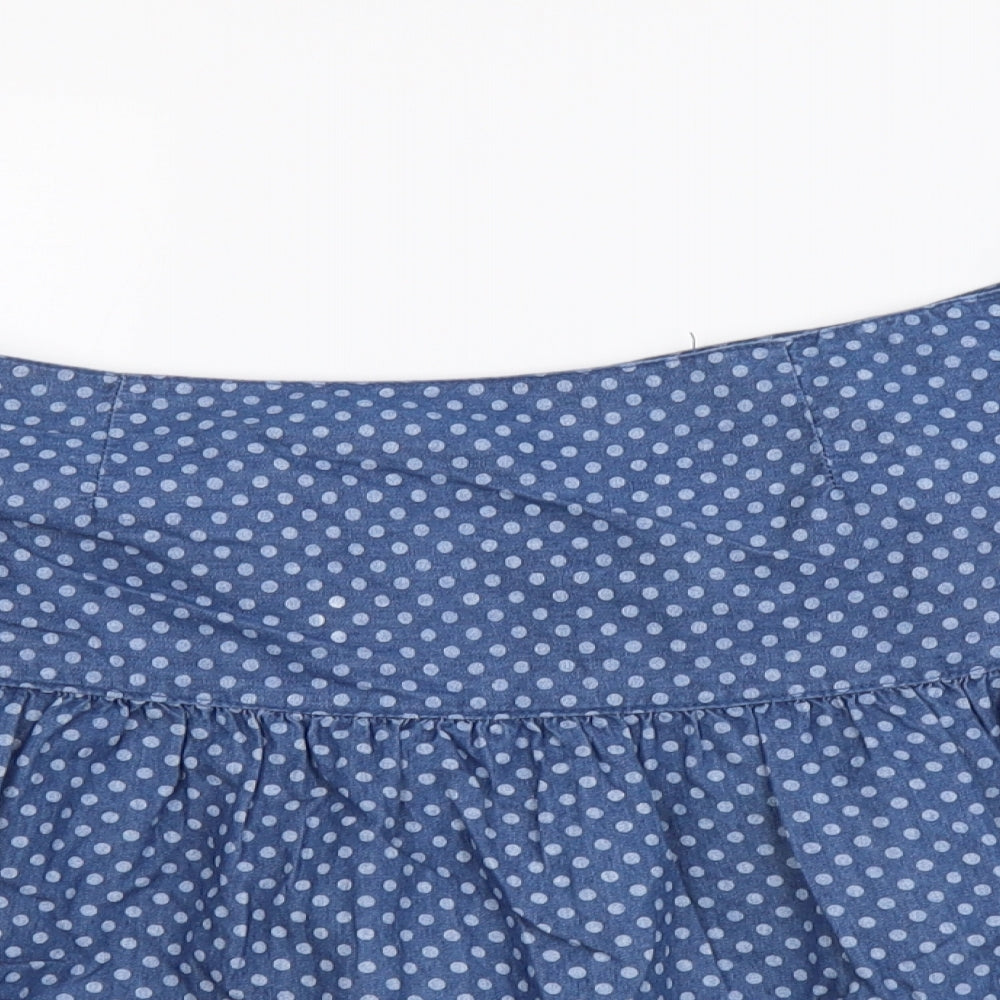 Byhenry Holland Womens Blue Polka Dot Cotton Flare Skirt Size 10 Zip