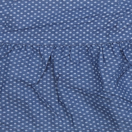 Byhenry Holland Womens Blue Polka Dot Cotton Flare Skirt Size 10 Zip