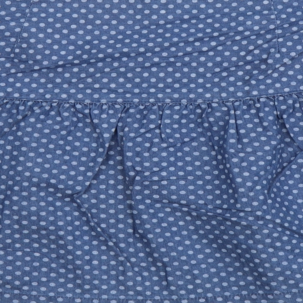Byhenry Holland Womens Blue Polka Dot Cotton Flare Skirt Size 10 Zip