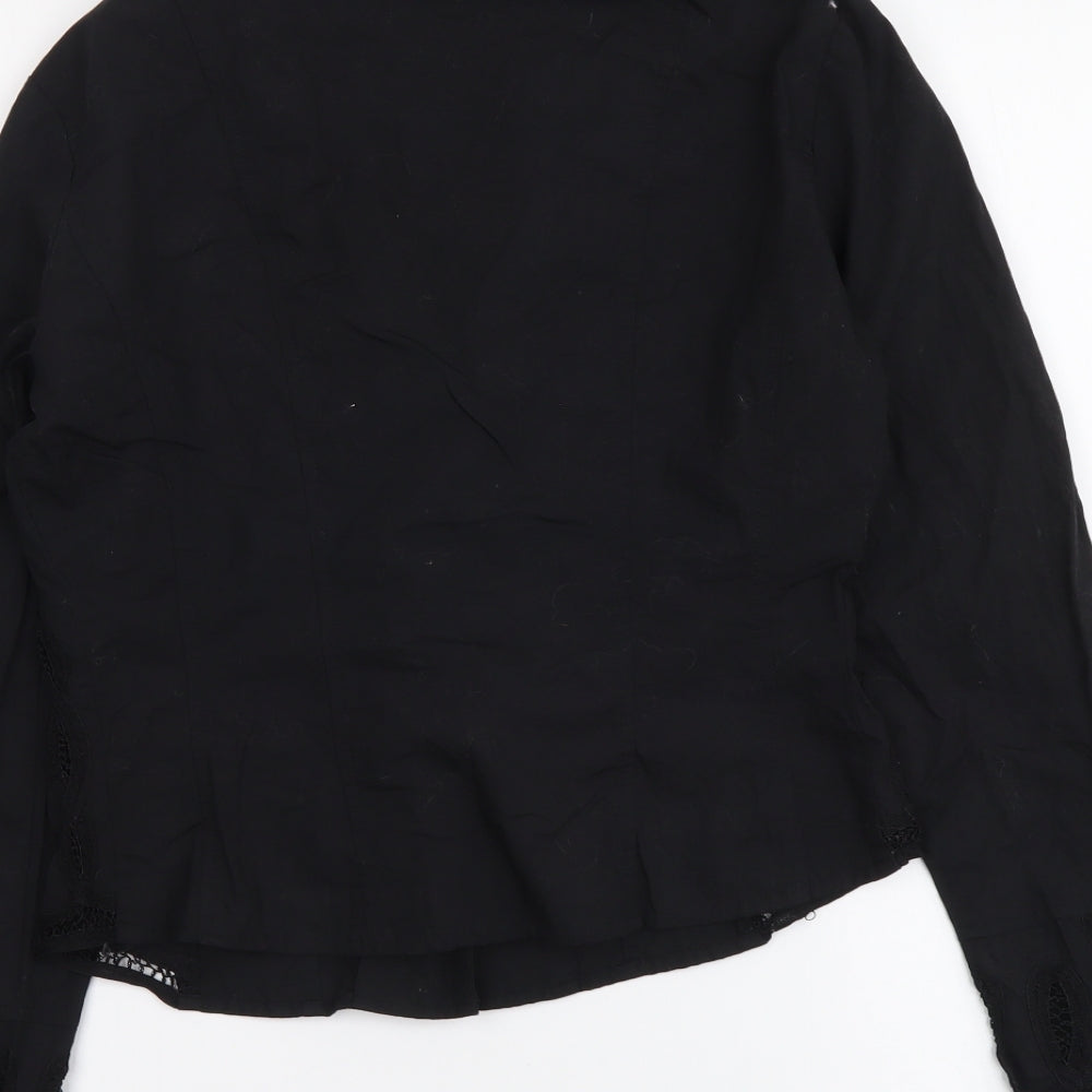 Principles Womens Black Cotton Basic Button-Up Size 10 Collared