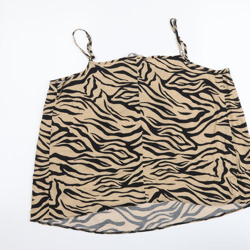 George Womens Beige Animal Print Viscose Camisole Tank Size 12 Round Neck - Tiger Pattern