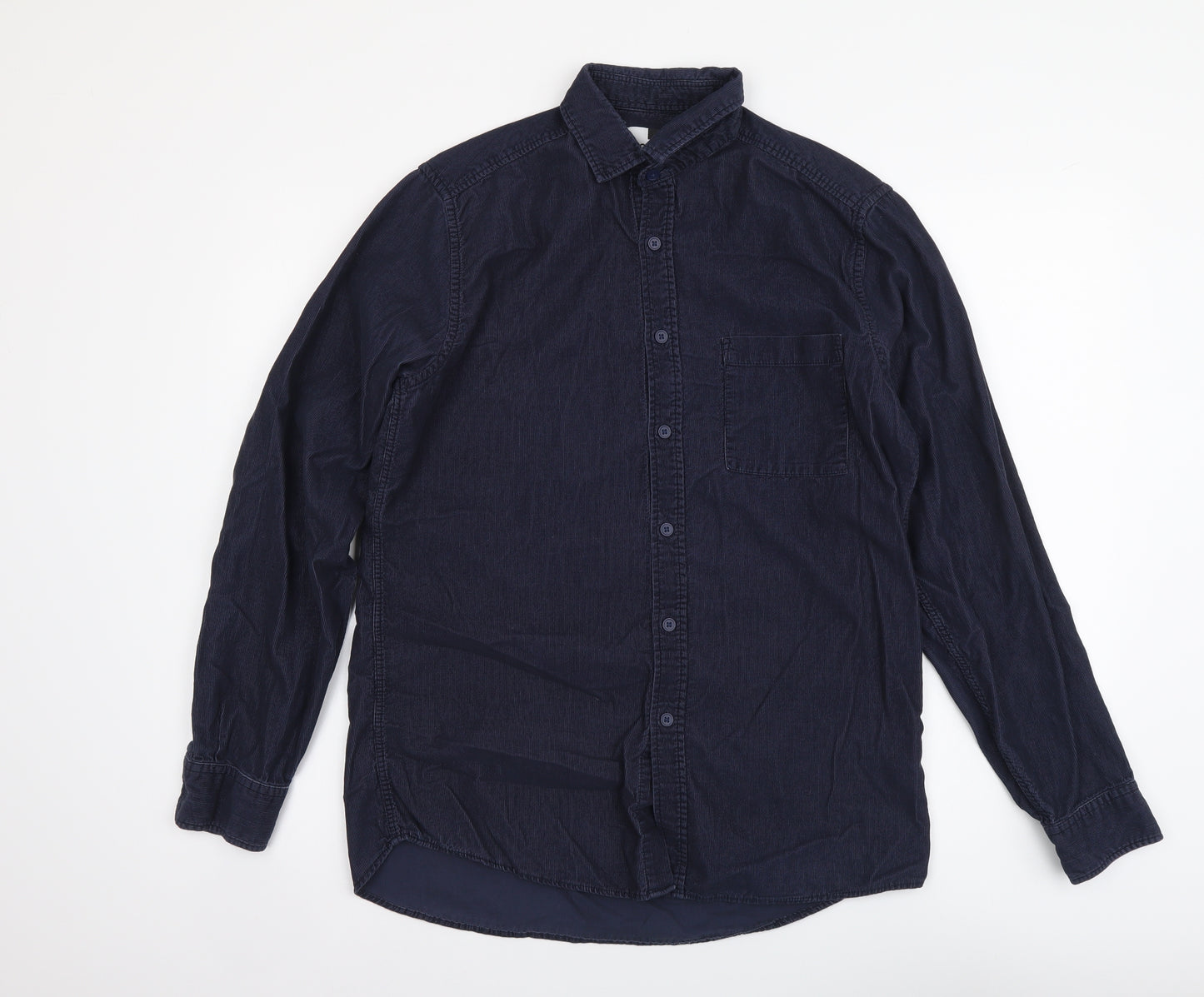 Topman Mens Blue Cotton Button-Up Size M Collared Button