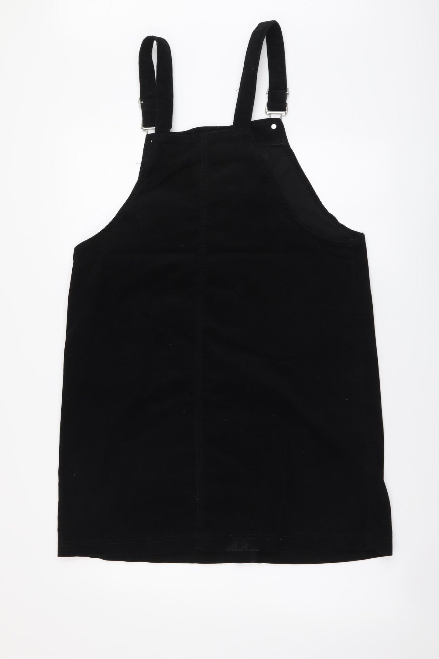 TU Womens Black Cotton Pinafore/Dungaree Dress Size 14 Square Neck Pullover