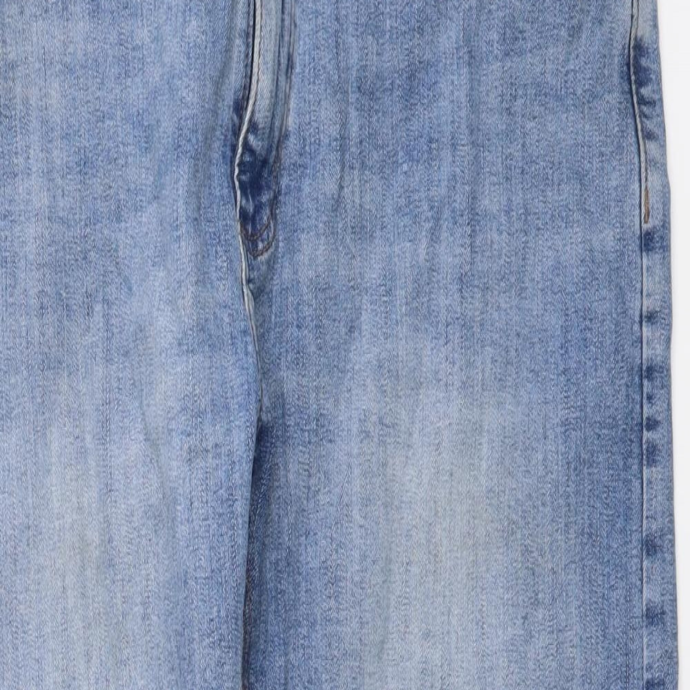Marks and Spencer Mens Blue Cotton Straight Jeans Size 36 in L29 in Regular Button