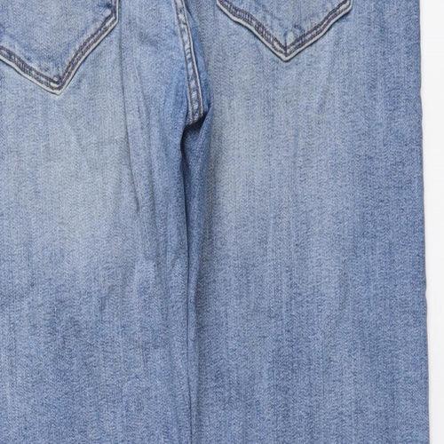 Marks and Spencer Mens Blue Cotton Straight Jeans Size 36 in L29 in Regular Button