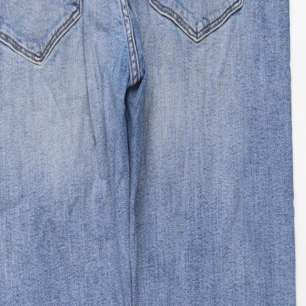 Marks and Spencer Mens Blue Cotton Straight Jeans Size 36 in L29 in Regular Button