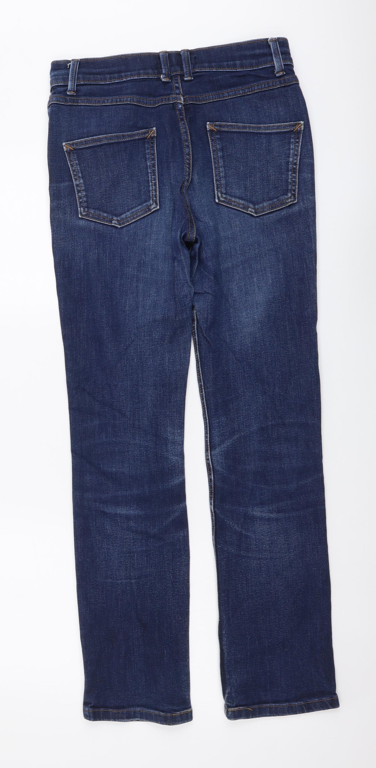 Marks and Spencer Womens Blue Cotton Straight Jeans Size 8 L28 in Regular Button
