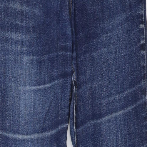 Marks and Spencer Womens Blue Cotton Straight Jeans Size 8 L28 in Regular Button