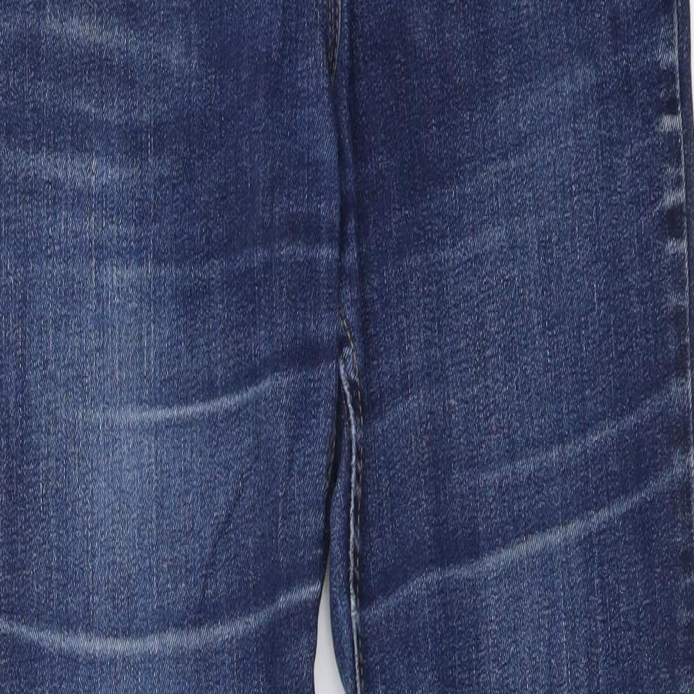 Marks and Spencer Womens Blue Cotton Straight Jeans Size 8 L28 in Regular Button