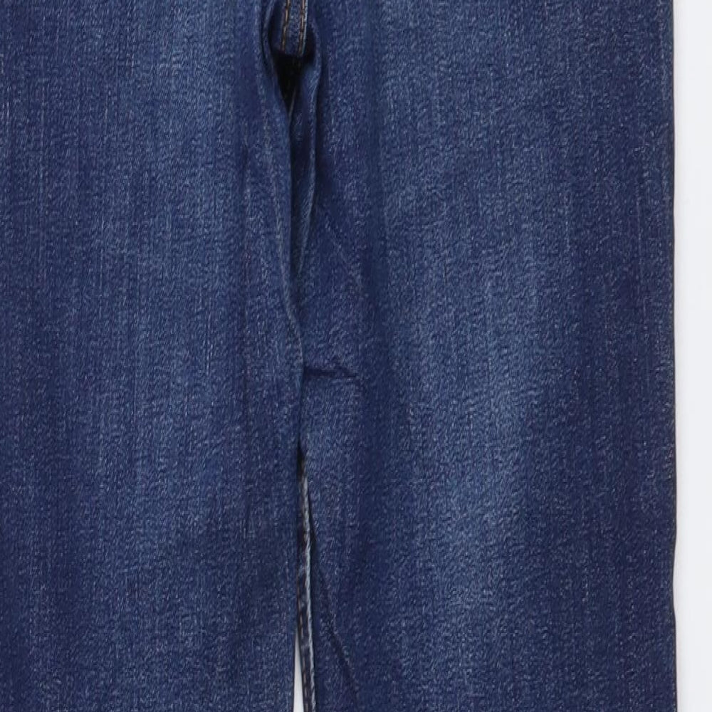 Marks and Spencer Womens Blue Cotton Straight Jeans Size 8 L28 in Regular Button