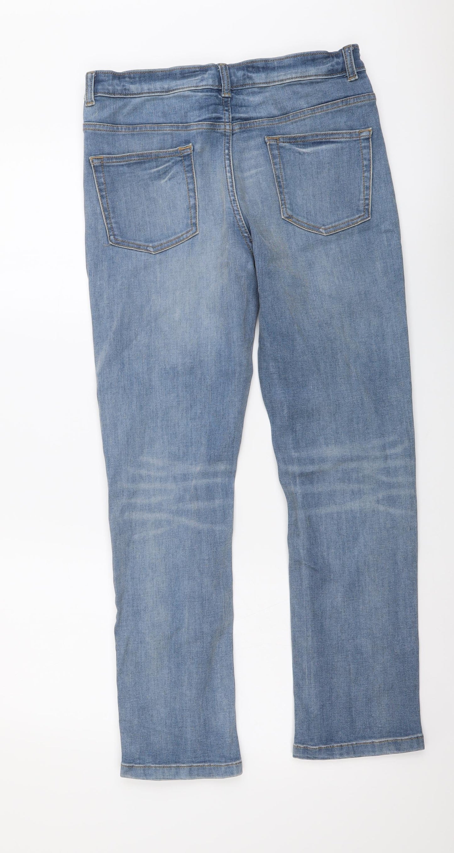 Marks and Spencer Boys Blue Cotton Straight Jeans Size 12-13 Years Regular Button