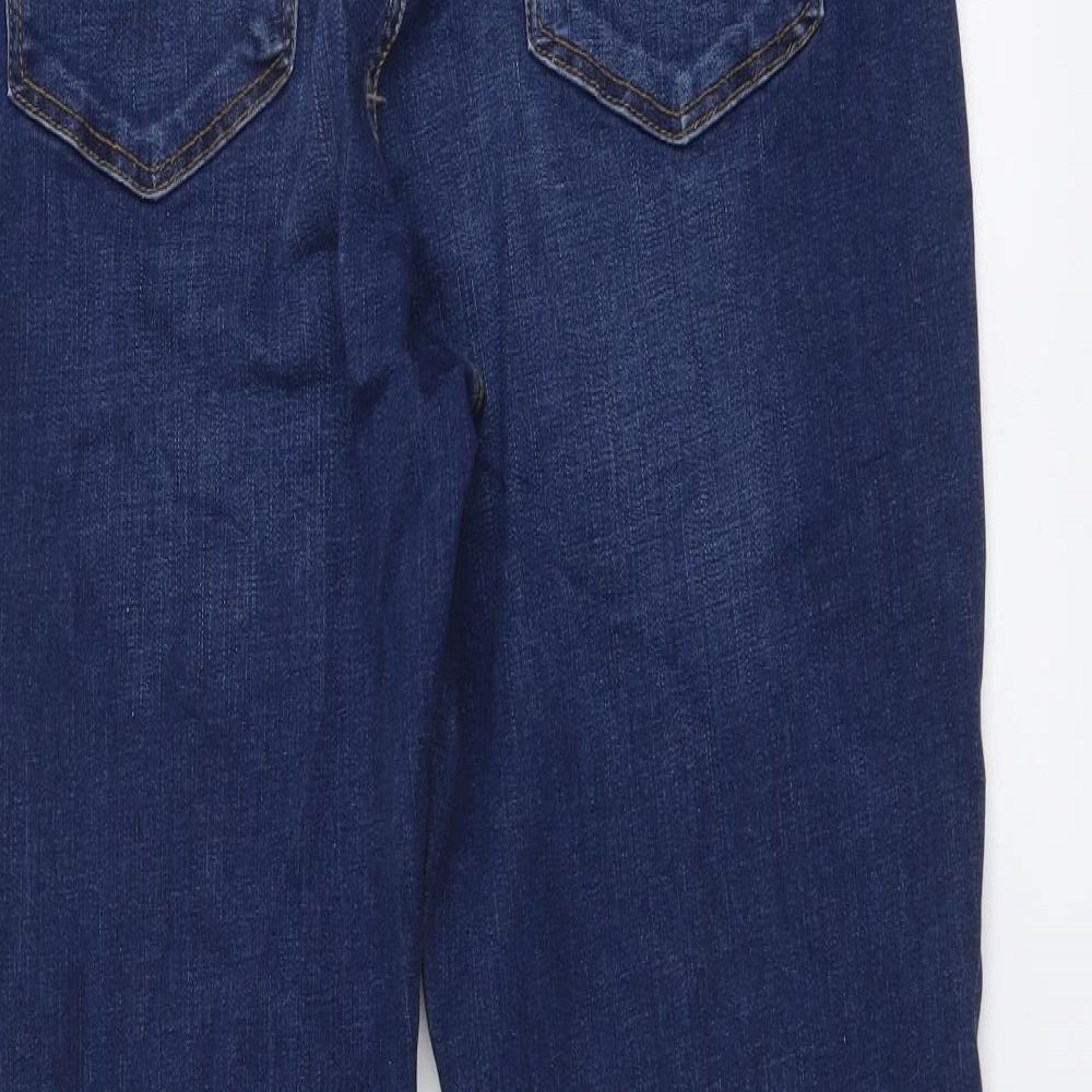 Per Una Womens Blue Cotton Bootcut Jeans Size 16 L29 in Slim Button