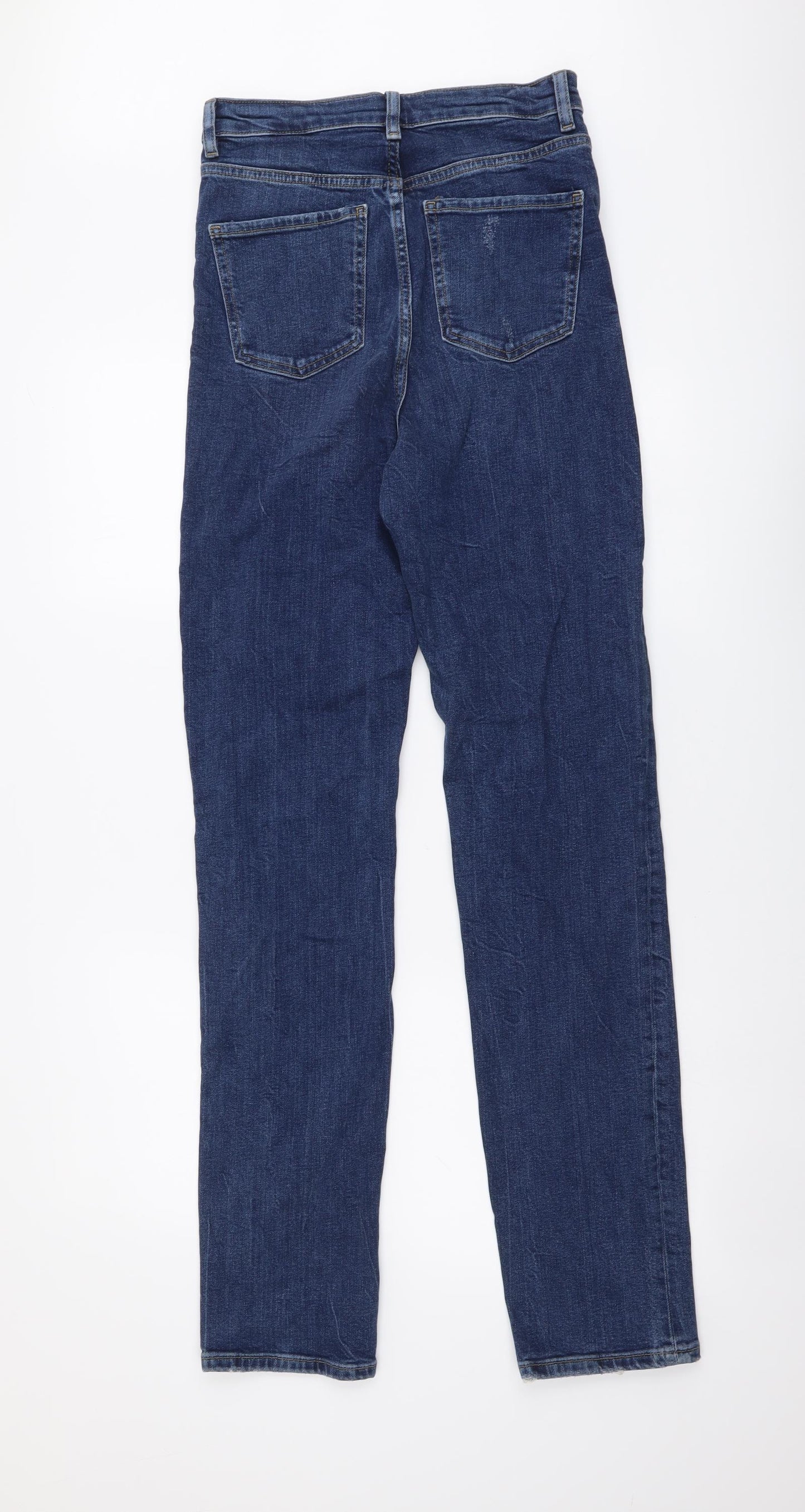 Marks and Spencer Womens Blue Cotton Skinny Jeans Size 8 L32 in Slim Button