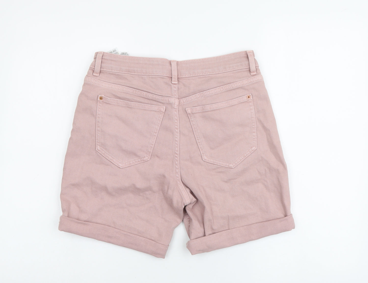 Marks and Spencer Womens Pink Cotton Boyfriend Shorts Size 8 L5 in Regular Button