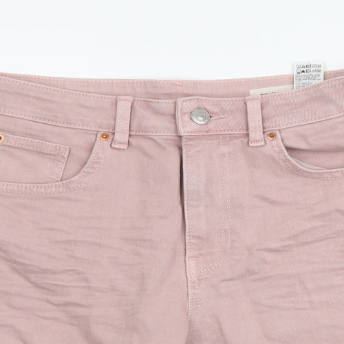 Marks and Spencer Womens Pink Cotton Boyfriend Shorts Size 8 L5 in Regular Button