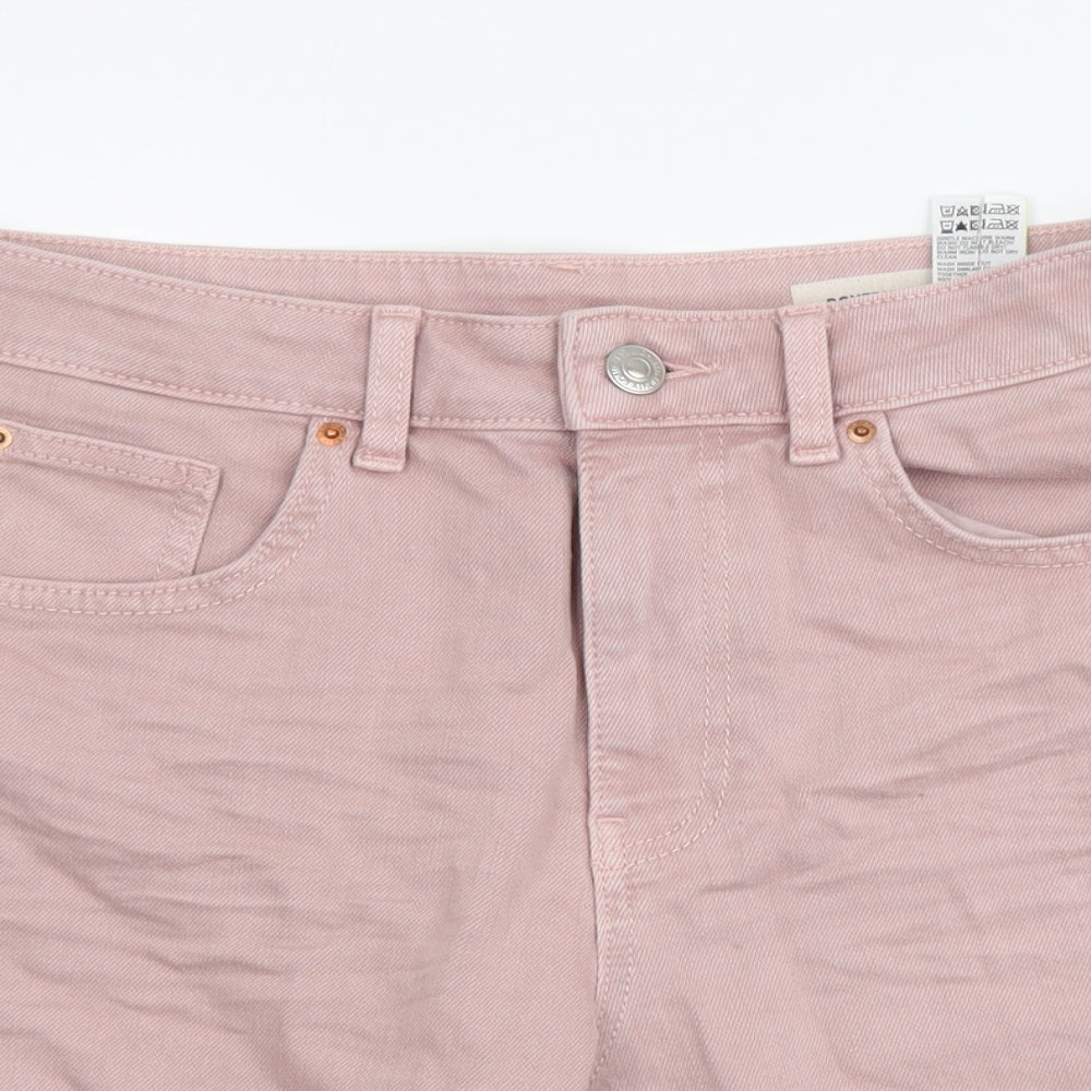Marks and Spencer Womens Pink Cotton Boyfriend Shorts Size 8 L5 in Regular Button