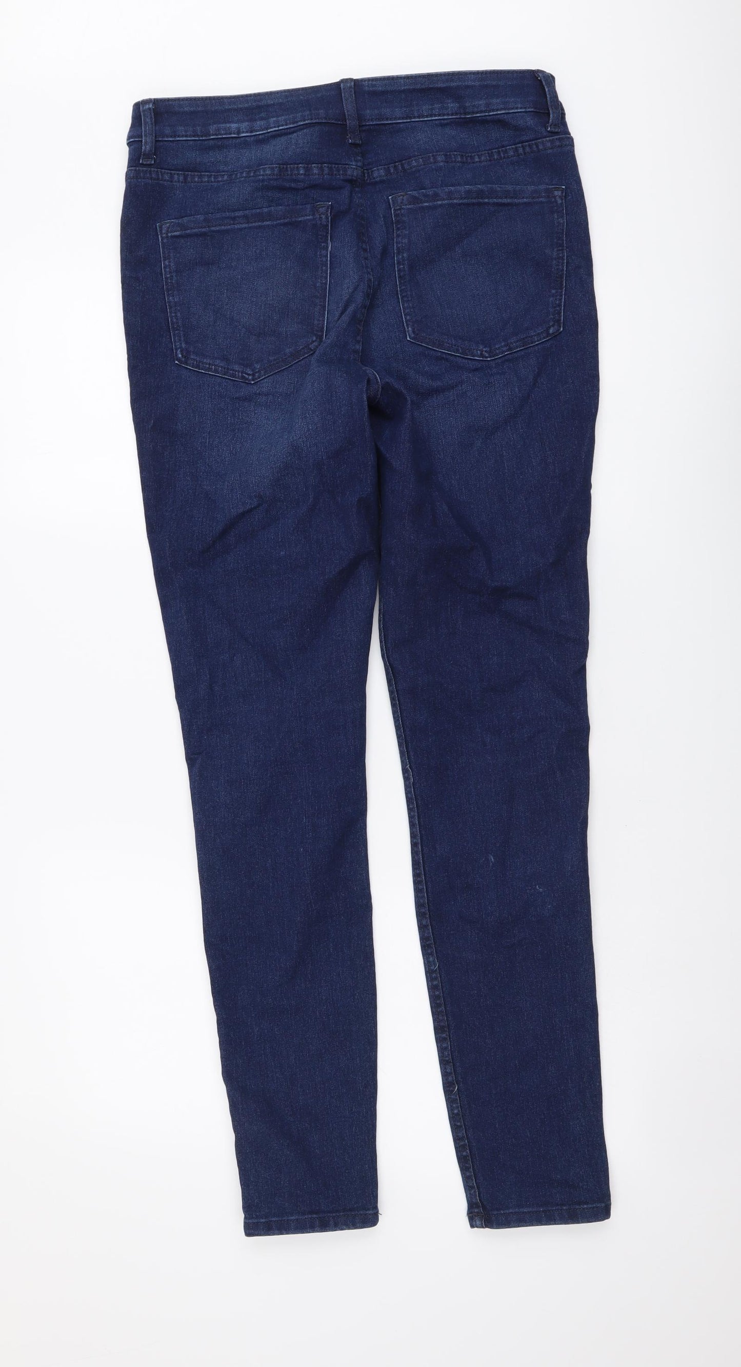 Marks and Spencer Womens Blue Cotton Skinny Jeans Size 12 L30 in Regular Button