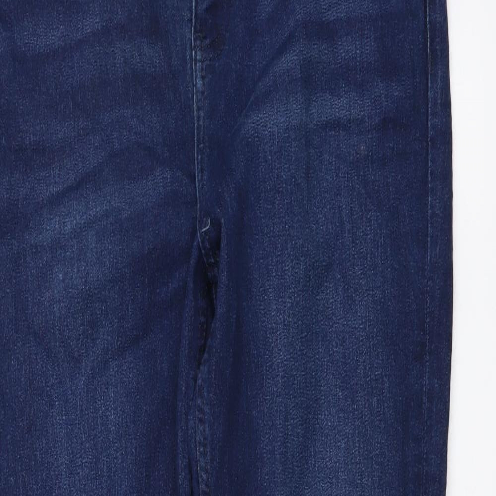 Marks and Spencer Womens Blue Cotton Skinny Jeans Size 12 L30 in Regular Button