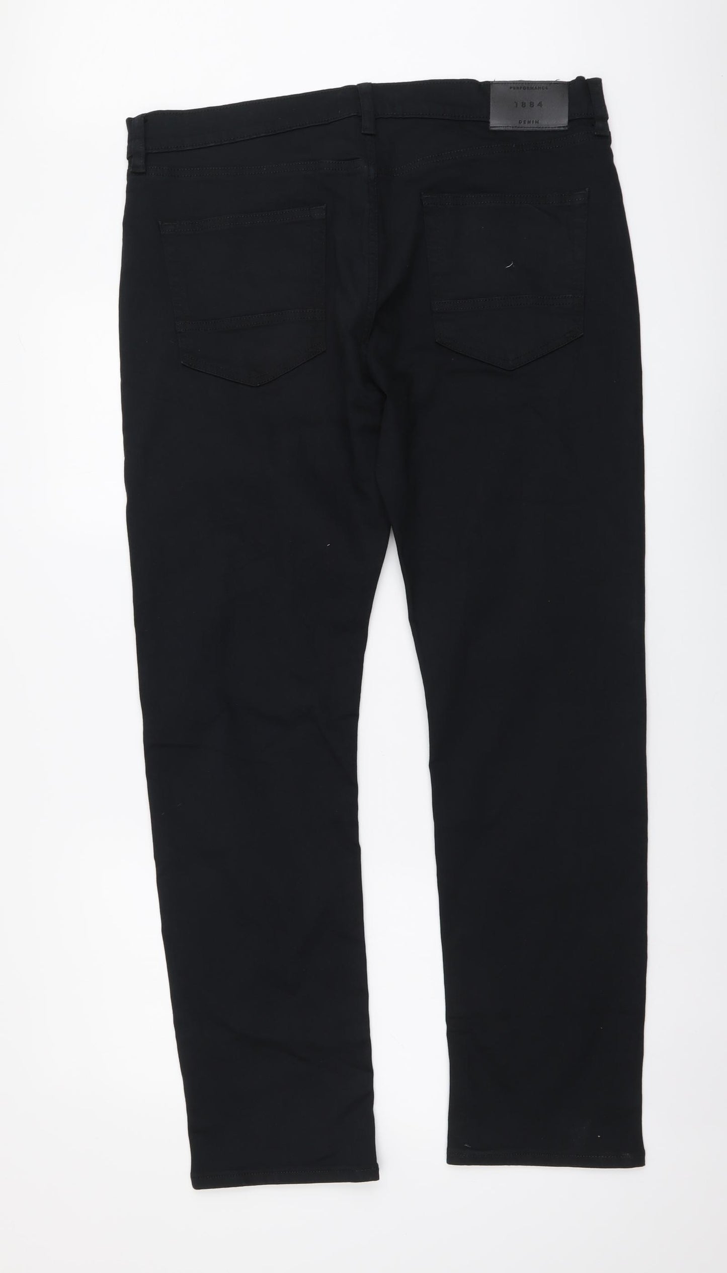 Marks and Spencer Womens Black Cotton Straight Jeans Size 36 in L31 in Regular Button