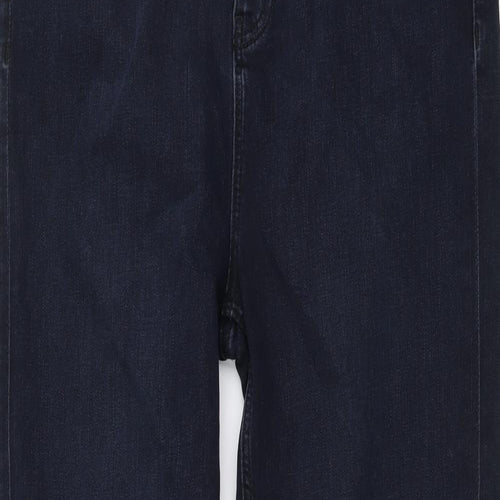 Marks and Spencer Womens Blue Cotton Straight Jeans Size 14 L28 in Regular Button