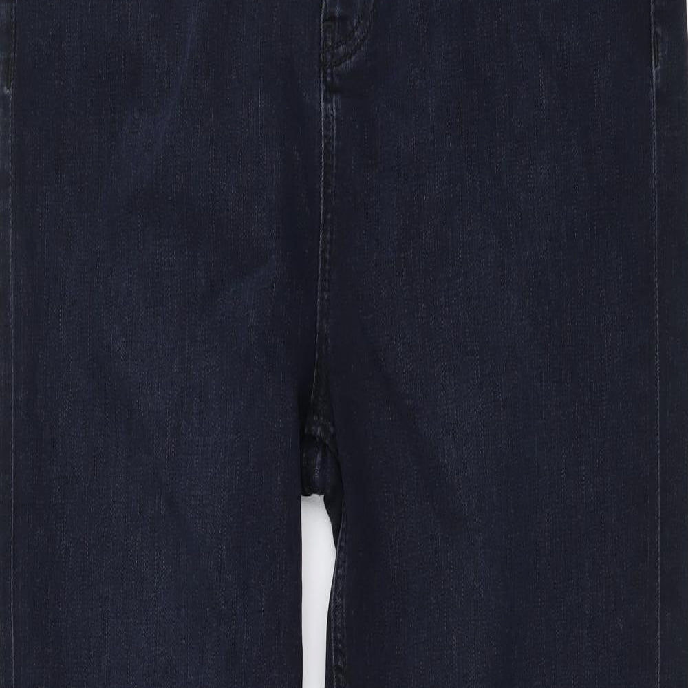 Marks and Spencer Womens Blue Cotton Straight Jeans Size 14 L28 in Regular Button