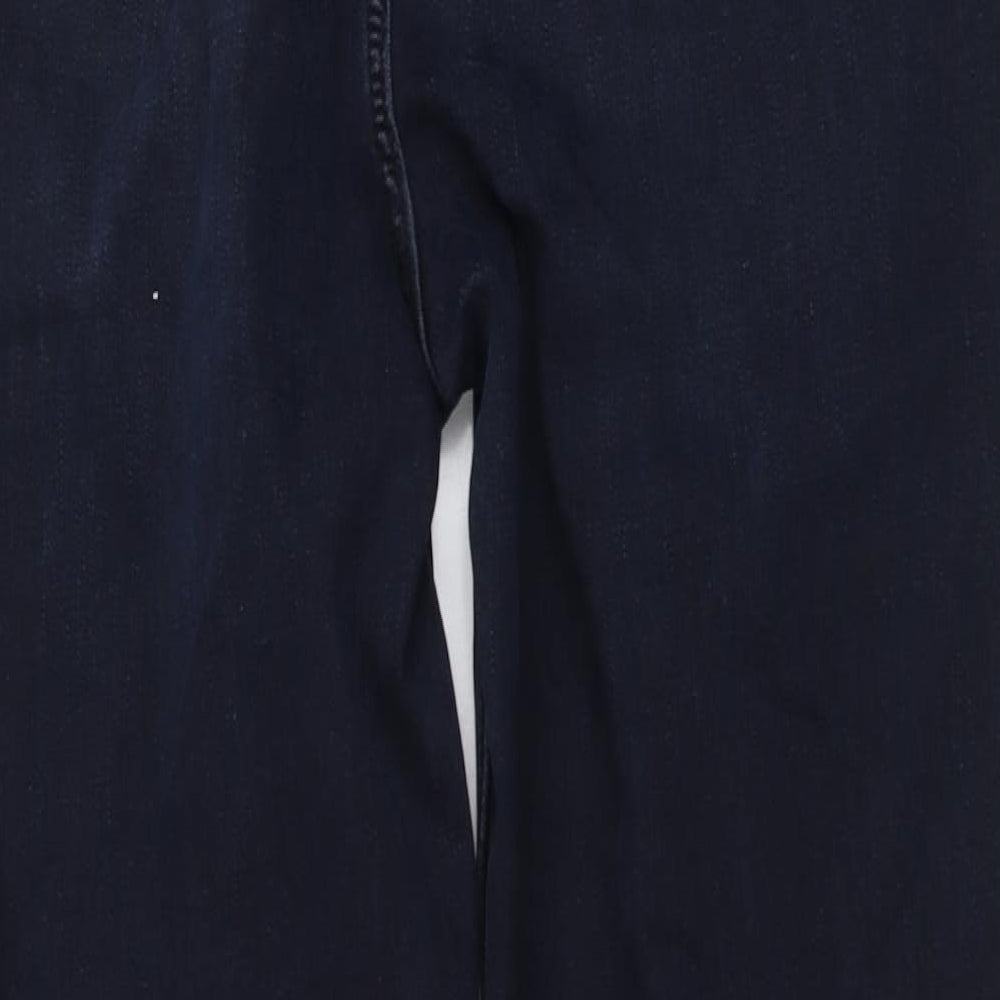 Marks and Spencer Womens Blue Cotton Straight Jeans Size 14 L28 in Regular Button