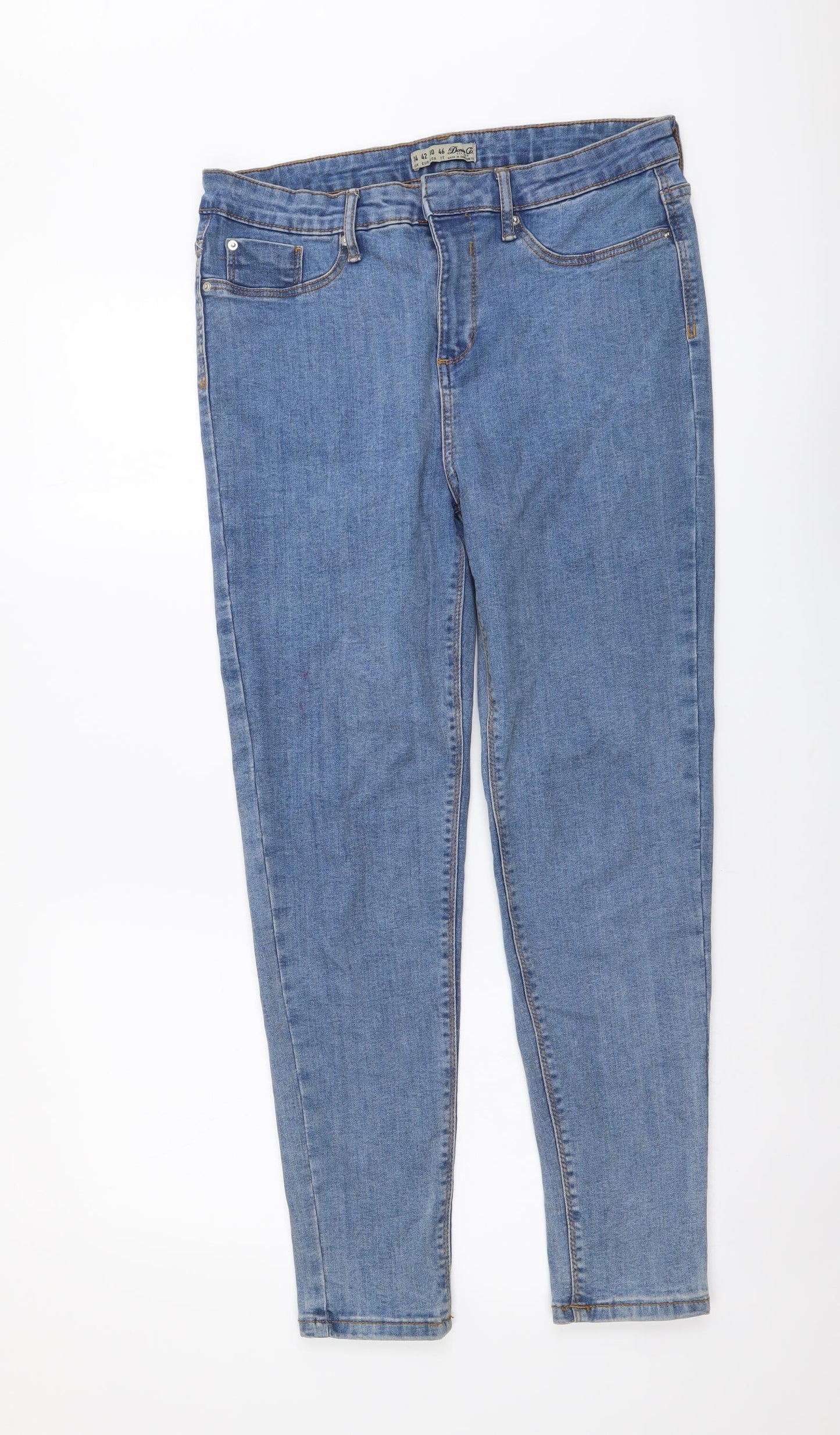 Denim & Co. Womens Blue Cotton Skinny Jeans Size 14 L27 in Regular Button