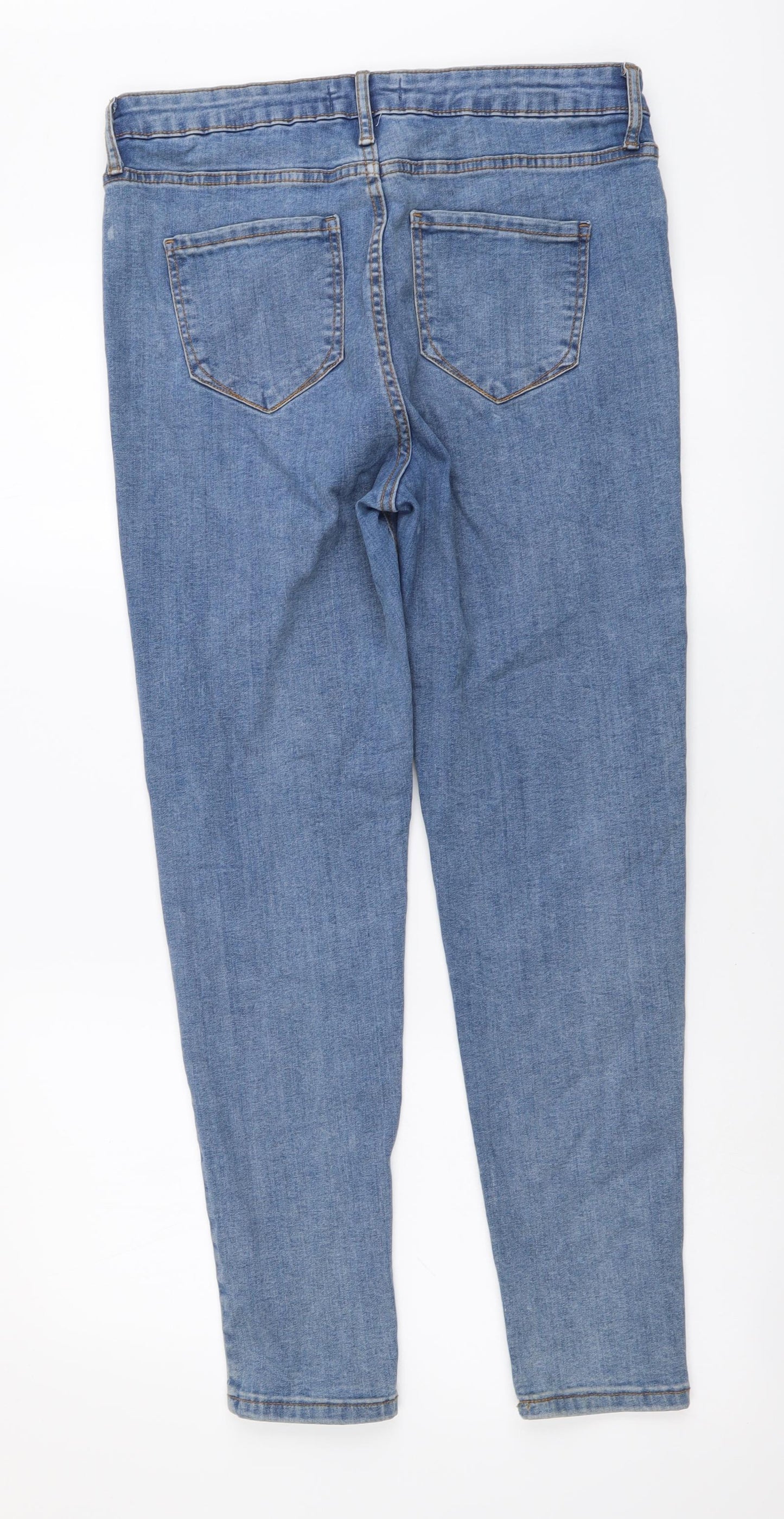 Denim & Co. Womens Blue Cotton Skinny Jeans Size 14 L27 in Regular Button