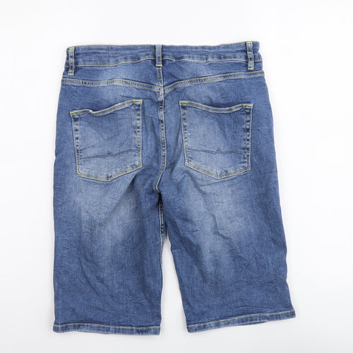 ASOS Womens Blue Cotton Bermuda Shorts Size 30 in L11 in Regular Button
