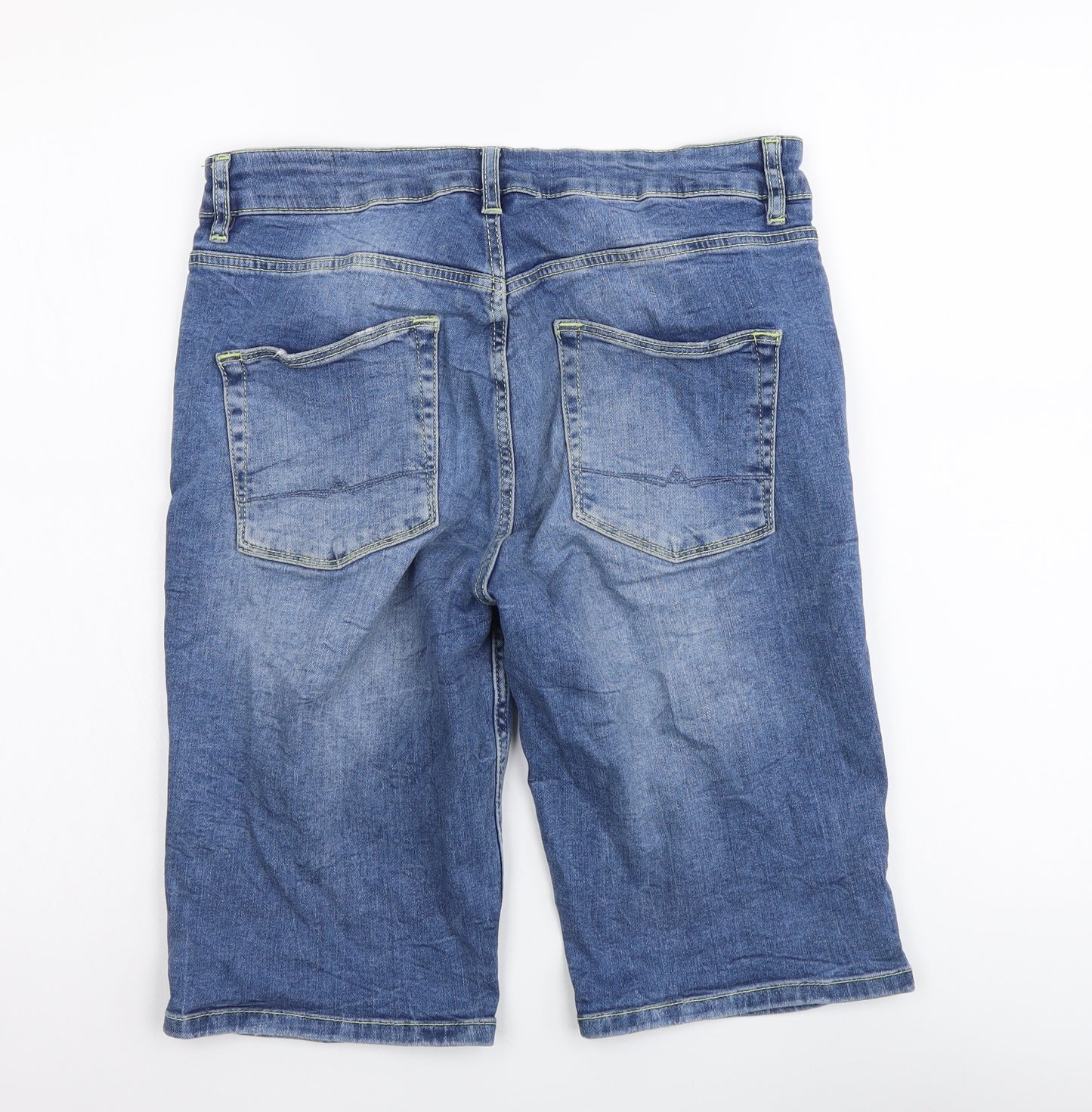 ASOS Womens Blue Cotton Bermuda Shorts Size 30 in L11 in Regular Button