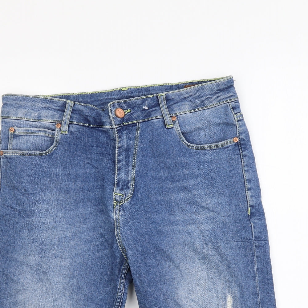 ASOS Womens Blue Cotton Bermuda Shorts Size 30 in L11 in Regular Button