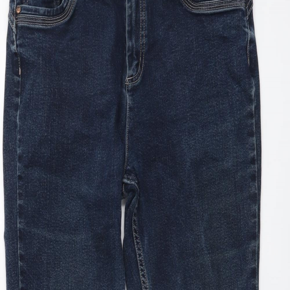 Per Una Womens Blue Cotton Bootcut Jeans Size 14 L27 in Regular Button