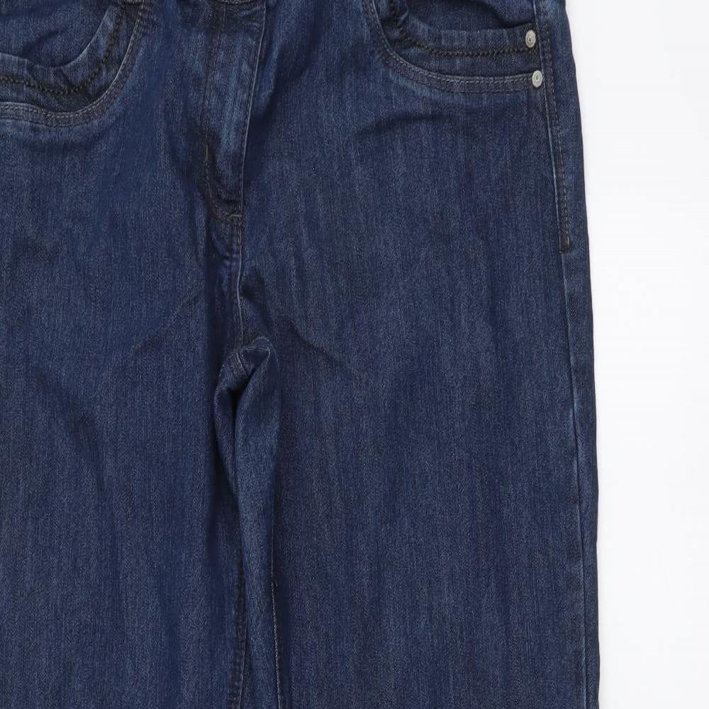 George Womens Blue Cotton Bootcut Jeans Size 14 L28 in Regular Button