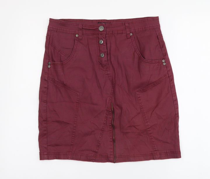 Ze-Ze Womens Purple Cotton Mini Skirt Size M Button