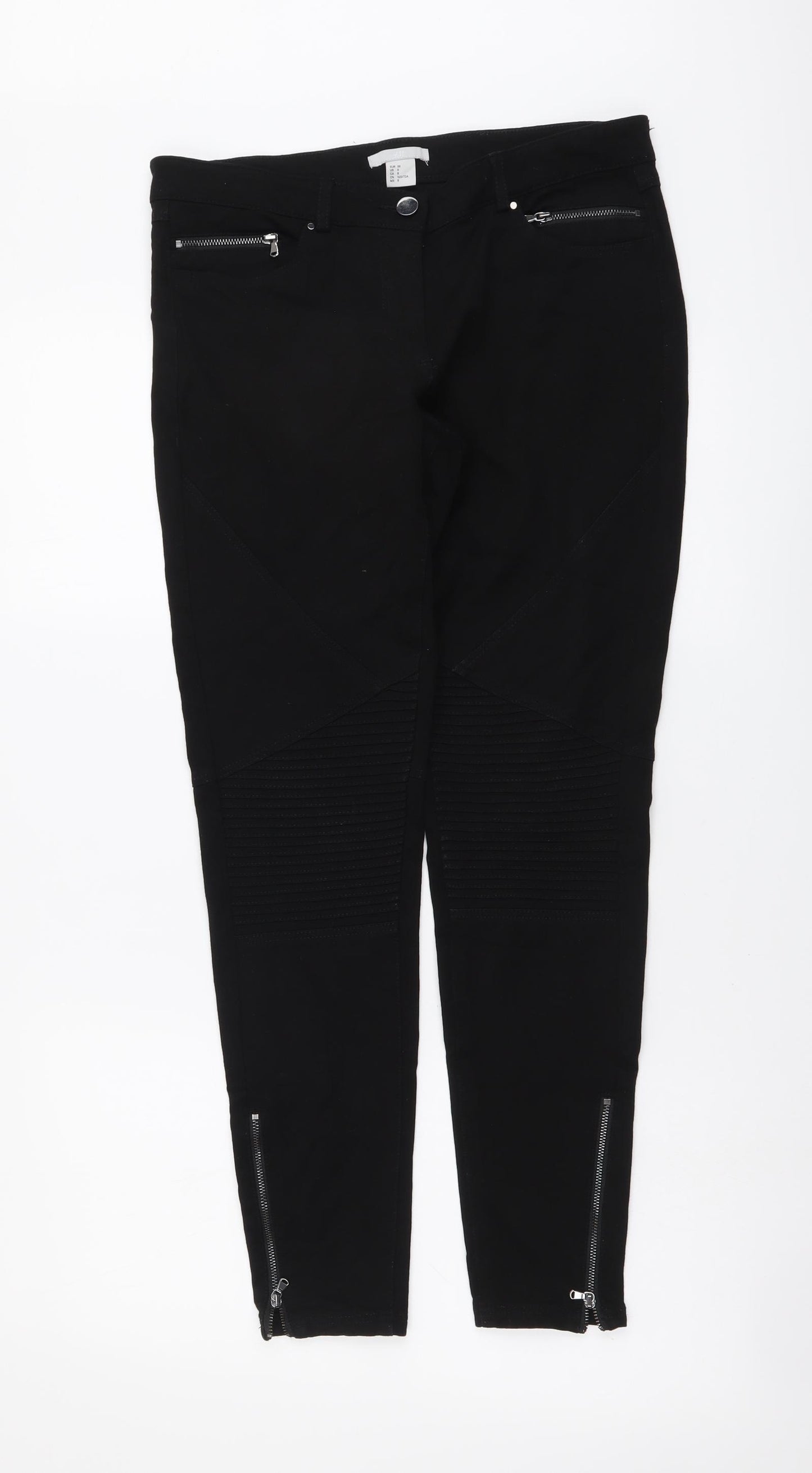 H&M Womens Black Cotton Skinny Jeans Size M L28 in Regular Button